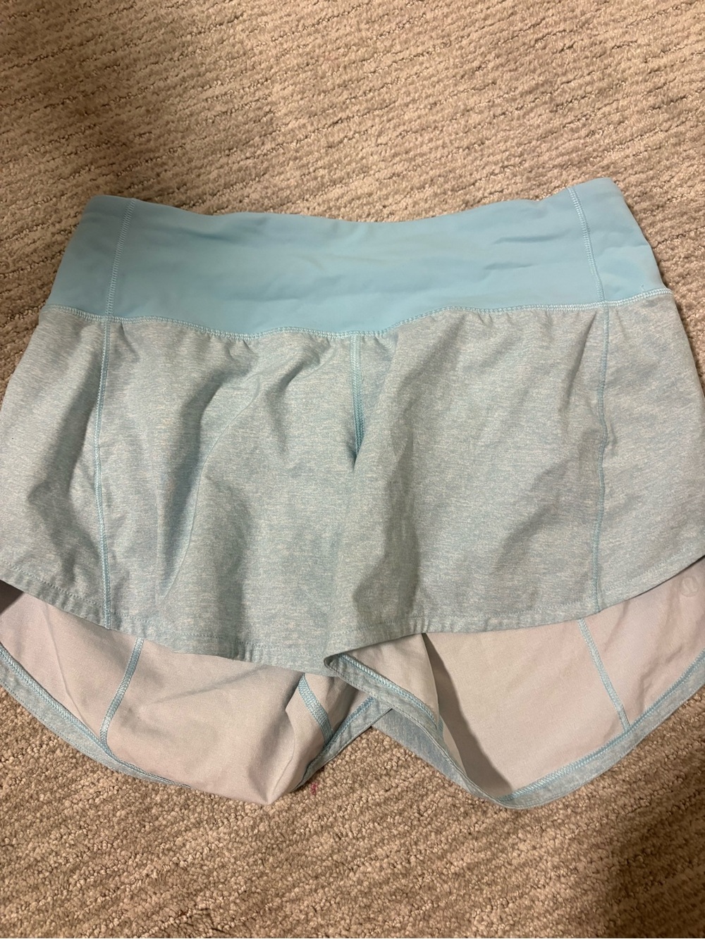Light Blue Women's Active Shorts with Wide Waistband Lululemon 4